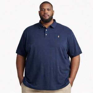 Polo Ralph Lauren Mens 3XB Navy Blue Flesh Pony Collared Polo Shirt Big Preppy